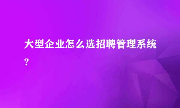 大型企业怎么选招聘管理系统?