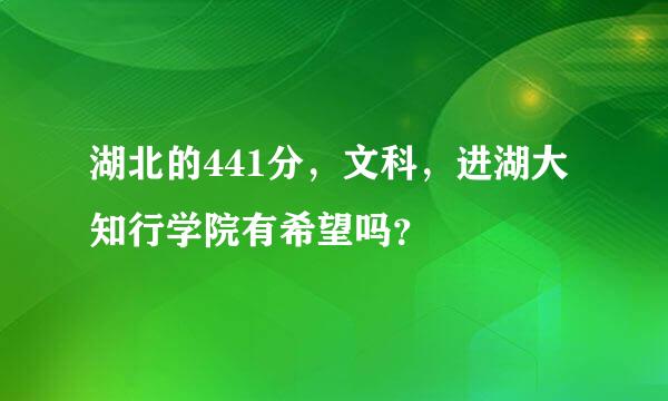 湖北的441分，文科，进湖大知行学院有希望吗？