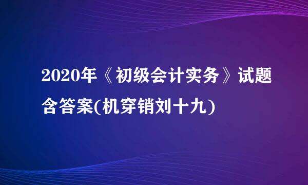 2020年《初级会计实务》试题含答案(机穿销刘十九)