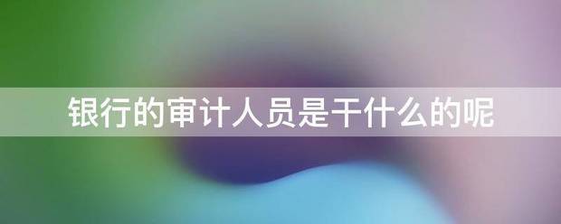 银行的审计人来自员是干什么的呢