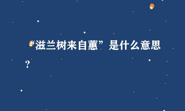 “滋兰树来自蕙”是什么意思？