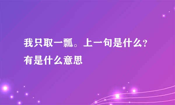 我只取一瓢。上一句是什么？有是什么意思