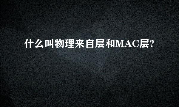 什么叫物理来自层和MAC层?