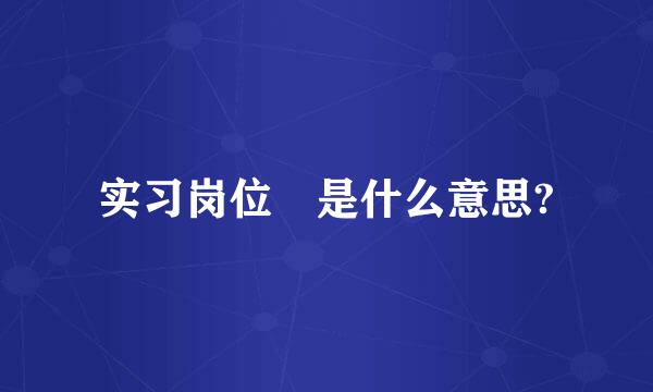 实习岗位 是什么意思?