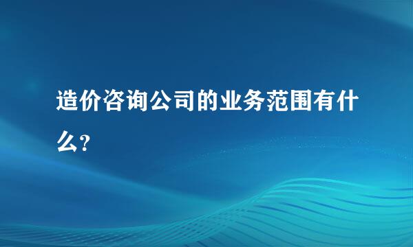 造价咨询公司的业务范围有什么？