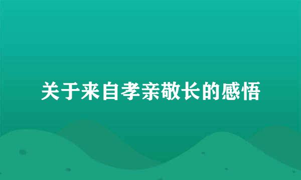 关于来自孝亲敬长的感悟