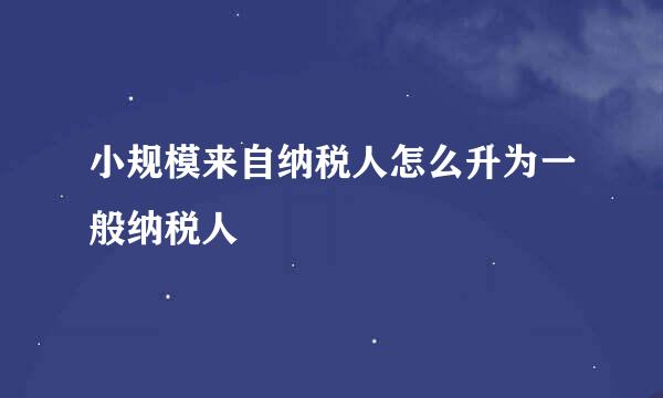 小规模来自纳税人怎么升为一般纳税人