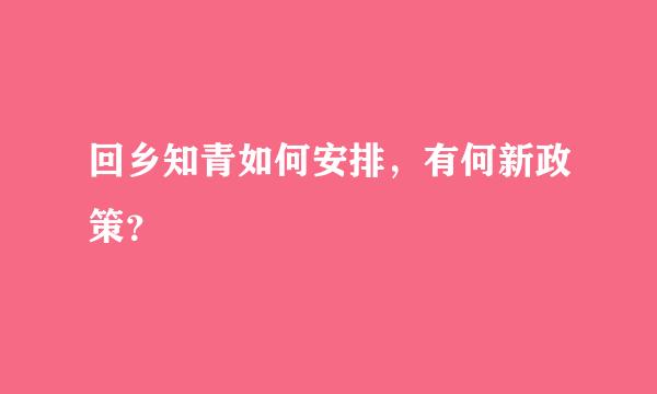 回乡知青如何安排，有何新政策？