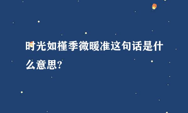 时光如槿季微暖准这句话是什么意思?