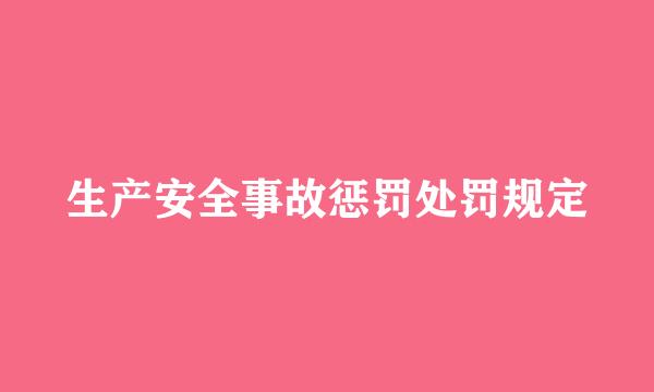 生产安全事故惩罚处罚规定