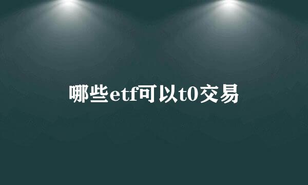 哪些etf可以t0交易