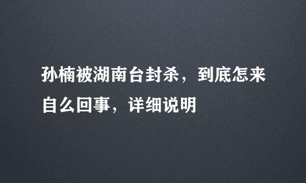 孙楠被湖南台封杀，到底怎来自么回事，详细说明