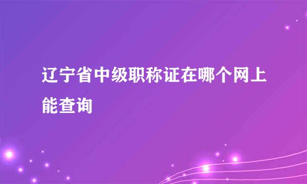 辽宁省中级职称证在哪个网上能查询