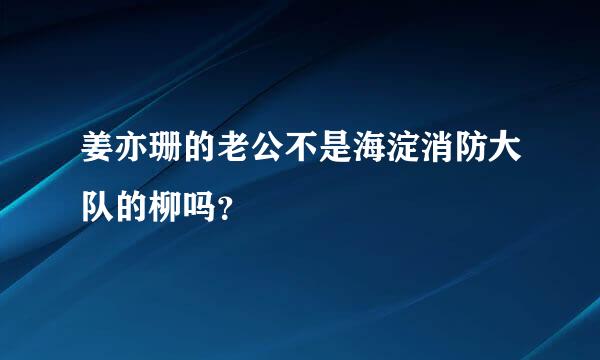 姜亦珊的老公不是海淀消防大队的柳吗？