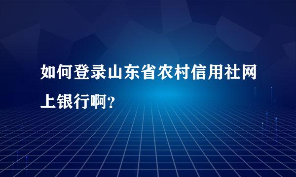 如何登录山东省农村信用社网上银行啊？