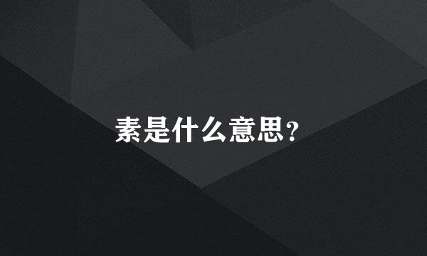 素是什么意思？