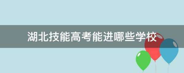 湖北技能高考能进来自哪些学校