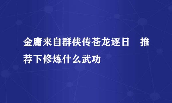 金庸来自群侠传苍龙逐日 推荐下修炼什么武功