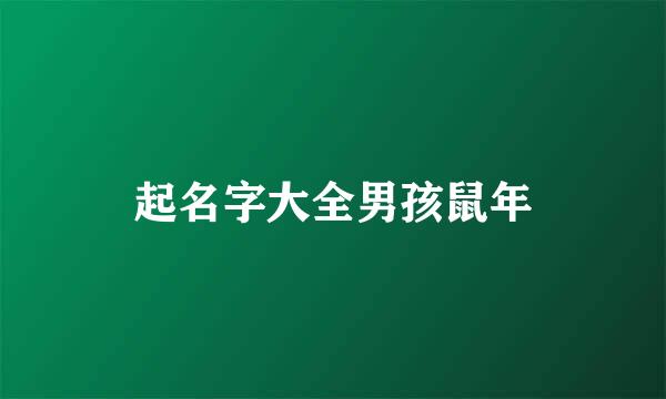 起名字大全男孩鼠年