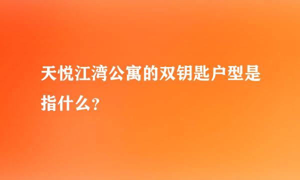 天悦江湾公寓的双钥匙户型是指什么？