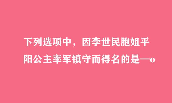 下列选项中，因李世民胞姐平阳公主率军镇守而得名的是—o