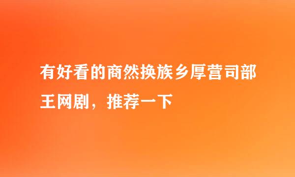 有好看的商然换族乡厚营司部王网剧，推荐一下