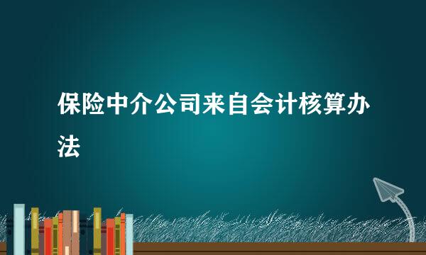 保险中介公司来自会计核算办法