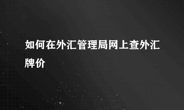 如何在外汇管理局网上查外汇牌价