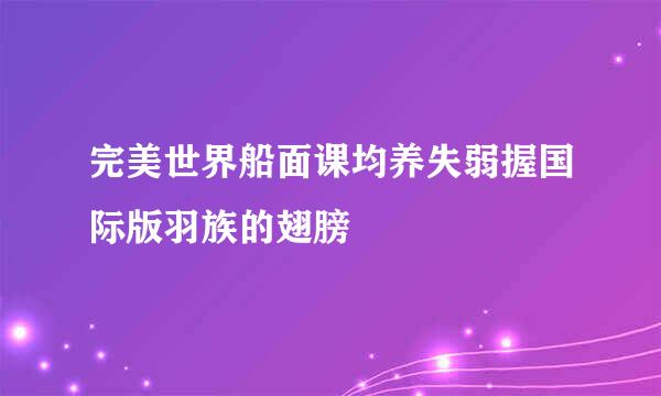 完美世界船面课均养失弱握国际版羽族的翅膀