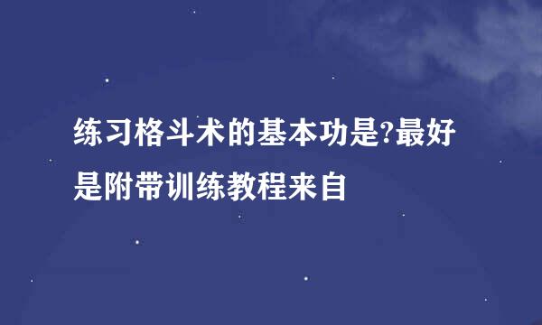 练习格斗术的基本功是?最好是附带训练教程来自