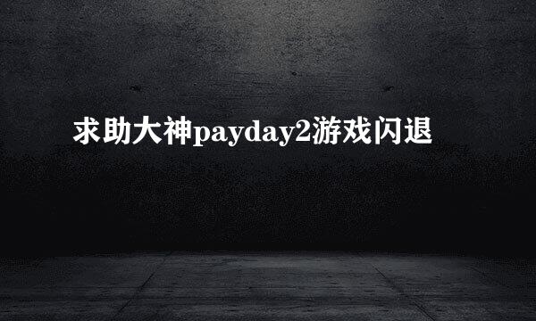 求助大神payday2游戏闪退