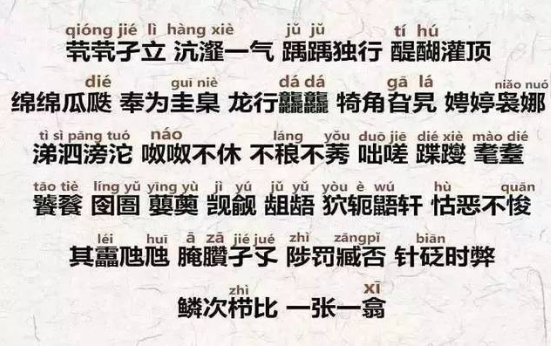 茕茕孑立，踽踽独行，沆瀣一气，醍醐灌顶，犄角移旮旯，绵绵瓜瓞，奉来自为圭臬，龙行龘龘，娉婷袅娜是什么读音