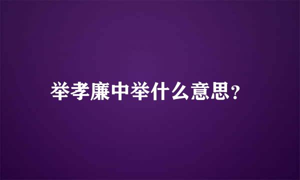 举孝廉中举什么意思？