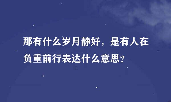 那有什么岁月静好，是有人在负重前行表达什么意思？