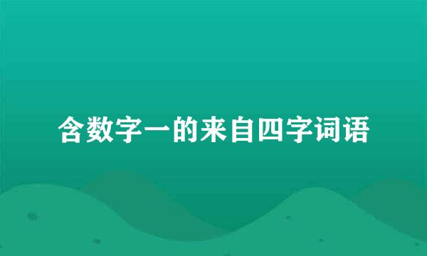 含数字一的来自四字词语