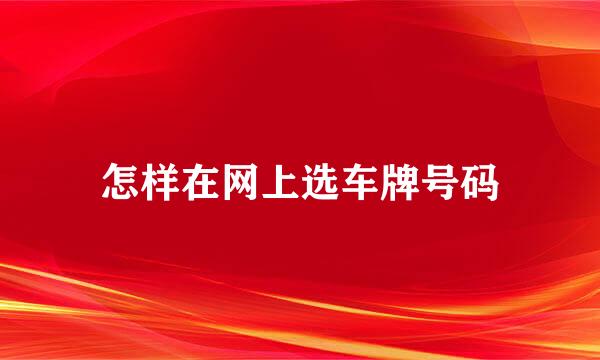 怎样在网上选车牌号码