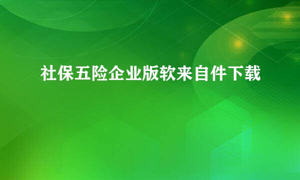 社保五险企业版软来自件下载