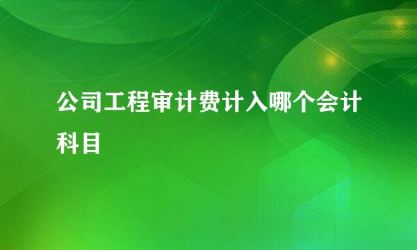 公司工程审计费计入哪个会计科目