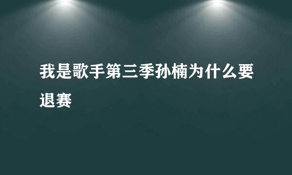 我是歌手第三季孙楠为什么要退赛