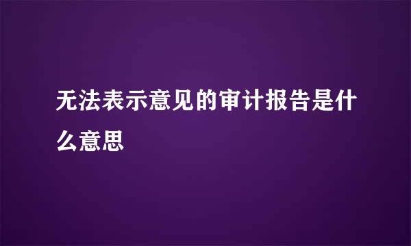 无法表示意见的审计报告是什么意思