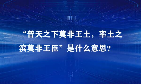 “普天之下莫非王土，率土之滨莫非王臣”是什么意思？