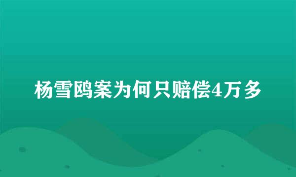 杨雪鸥案为何只赔偿4万多