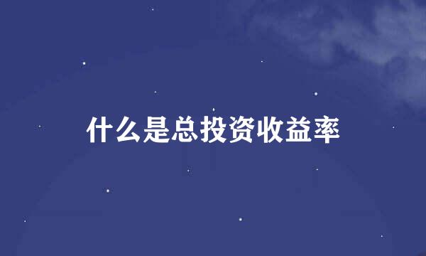 什么是总投资收益率