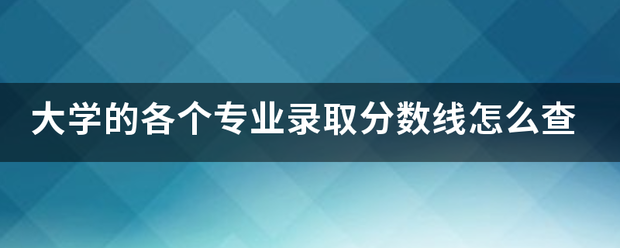 大学的来自各个专业录取分数线怎么查