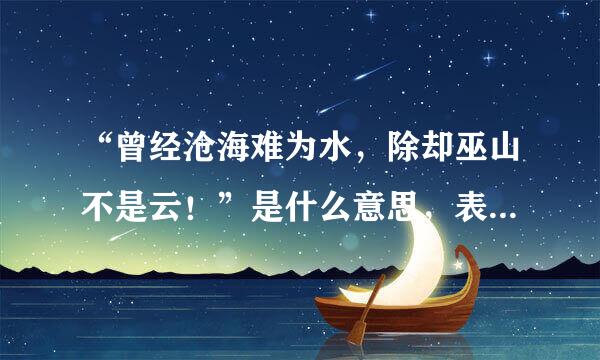 “曾经沧海难为水，除却巫山不是云！”是什么意思，表达的是什么情感？