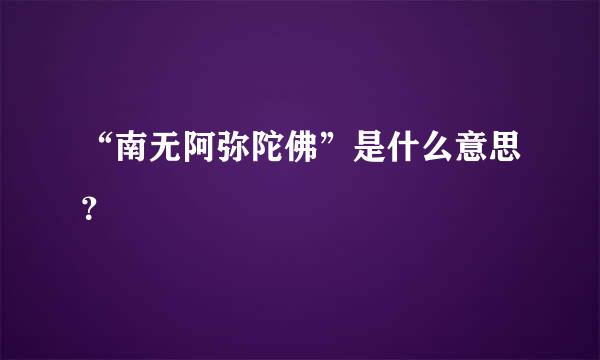 “南无阿弥陀佛”是什么意思？