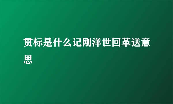 贯标是什么记刚洋世回革送意思