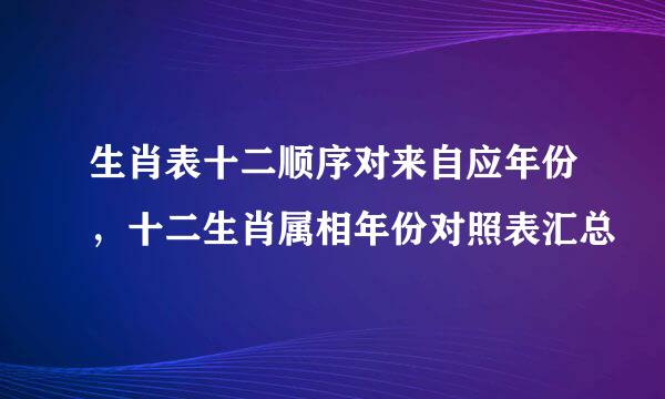 生肖表十二顺序对来自应年份，十二生肖属相年份对照表汇总