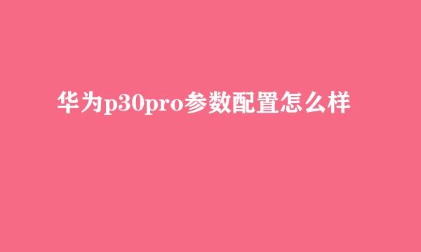 华为p30pro参数配置怎么样