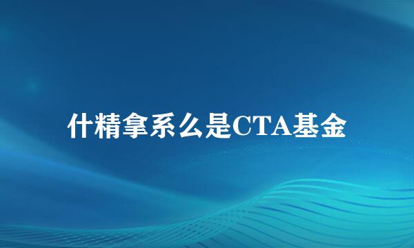 什精拿系么是CTA基金